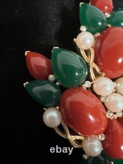 VTG 60s CROWN TRIFARI Jewels Of India Kashmir Mogul Cabochon Brooch A. Phillipe