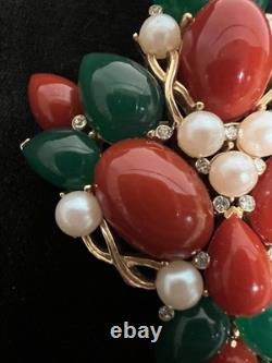 VTG 60s CROWN TRIFARI Jewels Of India Kashmir Mogul Cabochon Brooch A. Phillipe