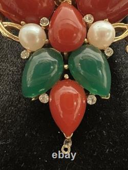 VTG 60s CROWN TRIFARI Jewels Of India Kashmir Mogul Cabochon Brooch A. Phillipe