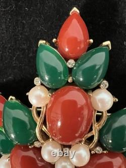 VTG 60s CROWN TRIFARI Jewels Of India Kashmir Mogul Cabochon Brooch A. Phillipe