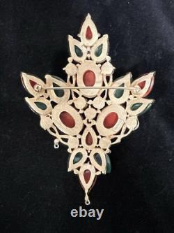 VTG 60s CROWN TRIFARI Jewels Of India Kashmir Mogul Cabochon Brooch A. Phillipe