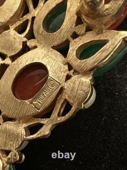 VTG 60s CROWN TRIFARI Jewels Of India Kashmir Mogul Cabochon Brooch A. Phillipe