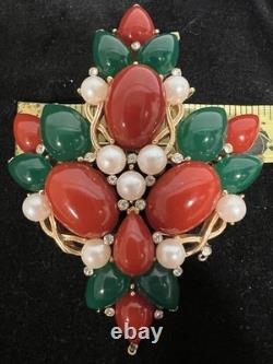 VTG 60s CROWN TRIFARI Jewels Of India Kashmir Mogul Cabochon Brooch A. Phillipe