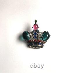 VTG ALFRED PHILIPPE TRIFARI Crown brooch clear rhinestones