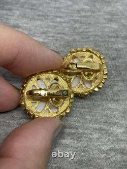 VTG Alfred Philippe CROWN TRIFARI Enamel Flowers Bracelet Clip On Earrings Set