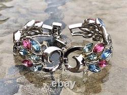 VTG Alfred Philippe Trifari Pat Pend 1930 Book Piece Pastel Rhinestone Bracelet