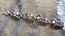 VTG Alfred Philippe Trifari Pat Pend 1930 Book Piece Pastel Rhinestone Bracelet