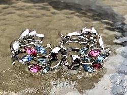 VTG Alfred Philippe Trifari Pat Pend 1930 Book Piece Pastel Rhinestone Bracelet
