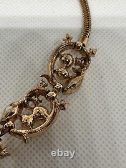 VTG Alfred Philippe Trifari Pat Pend Necklace Diamante Pearl & Gold Plate c1940