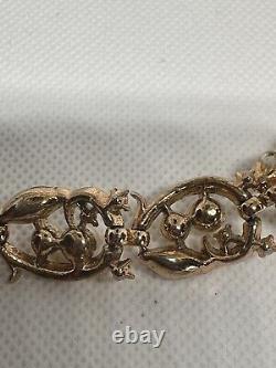 VTG Alfred Philippe Trifari Pat Pend Necklace Diamante Pearl & Gold Plate c1940