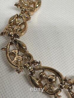 VTG Alfred Philippe Trifari Pat Pend Necklace Diamante Pearl & Gold Plate c1940