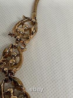 VTG Alfred Philippe Trifari Pat Pend Necklace Diamante Pearl & Gold Plate c1940