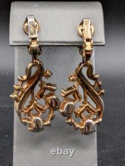 VTG Alfred Philippe Trifari Pat Pend Rhinestone Drop Dangle Earrings Clip-on