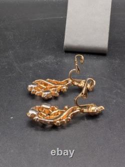 VTG Alfred Philippe Trifari Pat Pend Rhinestone Drop Dangle Earrings Clip-on