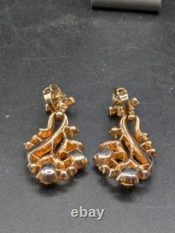 VTG Alfred Philippe Trifari Pat Pend Rhinestone Drop Dangle Earrings Clip-on