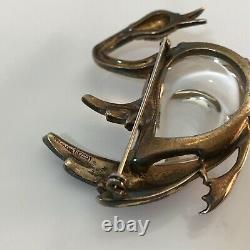 VTG CROWN TRIFARI Alfred Philippe Jelly Belly Sterling Swan Brooch c. 1944 RARE
