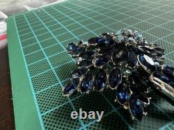 VTG Crown Trifari Alfred Philippe AB Blue Glass Rhinestone Star Flower Brooch