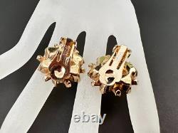VTG Crown Trifari Alfred Philippe Diamante Navette Rhinestones Flower Earrings