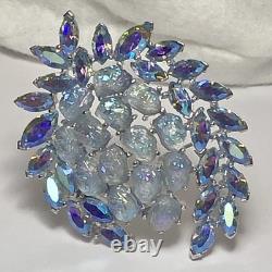 VTG Crown Trifari Alfred Philippe Etoile Lava Glass/AB Rhinestone Brooch Rare