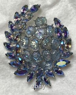 VTG Crown Trifari Alfred Philippe Etoile Lava Glass/AB Rhinestone Brooch Rare