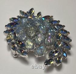 VTG Crown Trifari Alfred Philippe Etoile Lava Glass/AB Rhinestone Brooch Rare