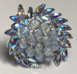 VTG Crown Trifari Alfred Philippe Etoile Lava Glass/AB Rhinestone Brooch Rare