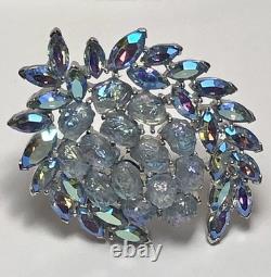 VTG Crown Trifari Alfred Philippe Etoile Lava Glass/AB Rhinestone Brooch Rare