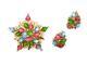 VTG Crown Trifari Alfred Philippe Pastel Fruit Salad Brooch & Clip Earrings Set