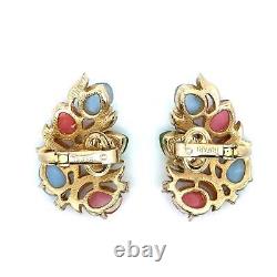 VTG Crown Trifari Alfred Philippe Pastel Fruit Salad Brooch & Clip Earrings Set