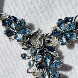 VTG Crown Trifari Blue 5-Petal Necklace, Bracelet & Earring Set Alfred Philippe