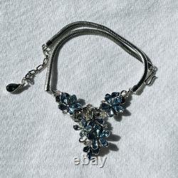 VTG Crown Trifari Blue 5-Petal Necklace, Bracelet & Earring Set Alfred Philippe