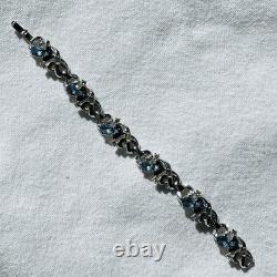 VTG Crown Trifari Blue 5-Petal Necklace, Bracelet & Earring Set Alfred Philippe