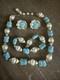 VTG Crown Trifari Caravan Green Thermoset Lucite Faux Malachite Necklace Set