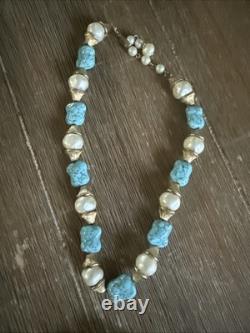 VTG Crown Trifari Caravan Green Thermoset Lucite Faux Malachite Necklace Set