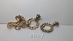 VTG Crown Trifari Goldtone Rhinestone Crown Design Pin/Earrings Alfred Philippe