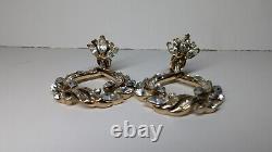 VTG Crown Trifari Goldtone Rhinestone Crown Design Pin/Earrings Alfred Philippe