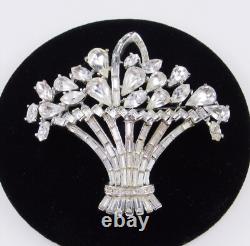 VTG Crown Trifari Rhinestone Basket Brooch 1950 Alfred Philippe Patent