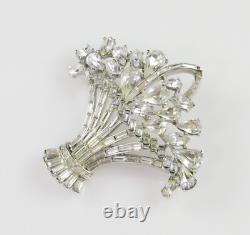VTG Crown Trifari Rhinestone Basket Brooch 1950 Alfred Philippe Patent
