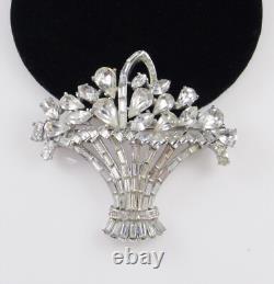 VTG Crown Trifari Rhinestone Basket Brooch 1950 Alfred Philippe Patent