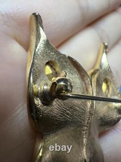 VTG Estate CROWN TRIFARI BUTTERFLY BROOCH GOLD tone ALFRED PHILIPPE RHINESTONE