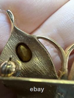 VTG Estate CROWN TRIFARI BUTTERFLY BROOCH GOLD tone ALFRED PHILIPPE RHINESTONE