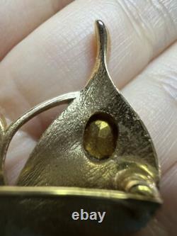 VTG Estate CROWN TRIFARI BUTTERFLY BROOCH GOLD tone ALFRED PHILIPPE RHINESTONE
