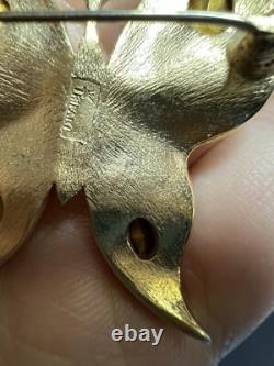 VTG Estate CROWN TRIFARI BUTTERFLY BROOCH GOLD tone ALFRED PHILIPPE RHINESTONE