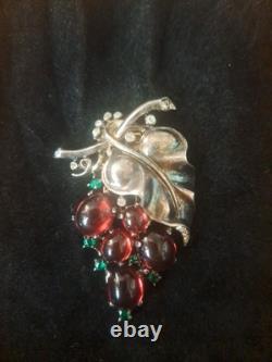 VTG RARE 1955 Sterling Trifari Alfred Philippe Grape Jelly Belly Fur Clip Brooch