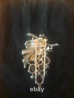 VTG RARE 1955 Sterling Trifari Alfred Philippe Grape Jelly Belly Fur Clip Brooch
