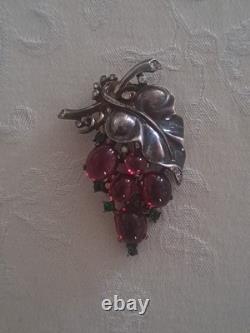 VTG RARE 1955 Sterling Trifari Alfred Philippe Grape Jelly Belly Fur Clip Brooch