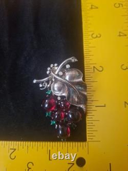 VTG RARE 1955 Sterling Trifari Alfred Philippe Grape Jelly Belly Fur Clip Brooch
