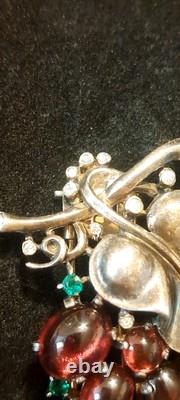 VTG RARE 1955 Sterling Trifari Alfred Philippe Grape Jelly Belly Fur Clip Brooch