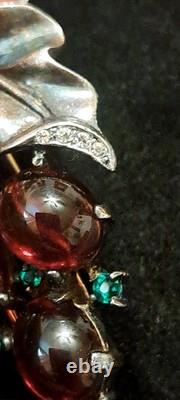 VTG RARE 1955 Sterling Trifari Alfred Philippe Grape Jelly Belly Fur Clip Brooch