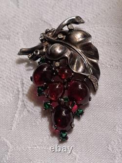 VTG RARE 1955 Sterling Trifari Alfred Philippe Grape Jelly Belly Fur Clip Brooch
